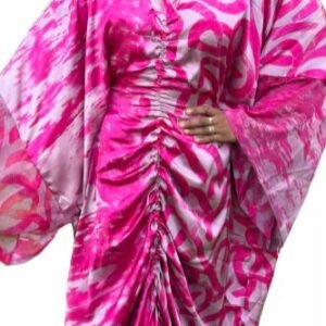 Robe froncée manches kimono – Fuchsia