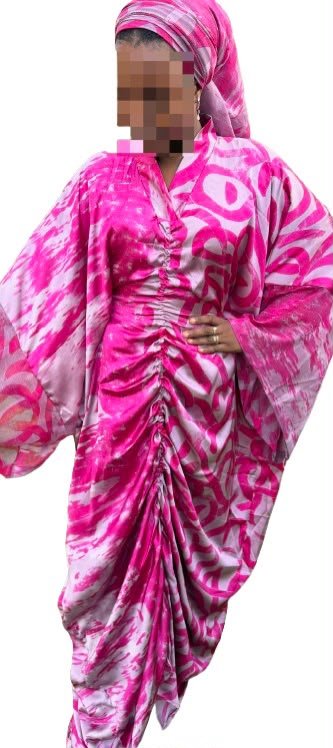 Robe froncée manches kimono – Fuchsia