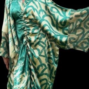 Robe froncée manches kimono – Vert émeraude