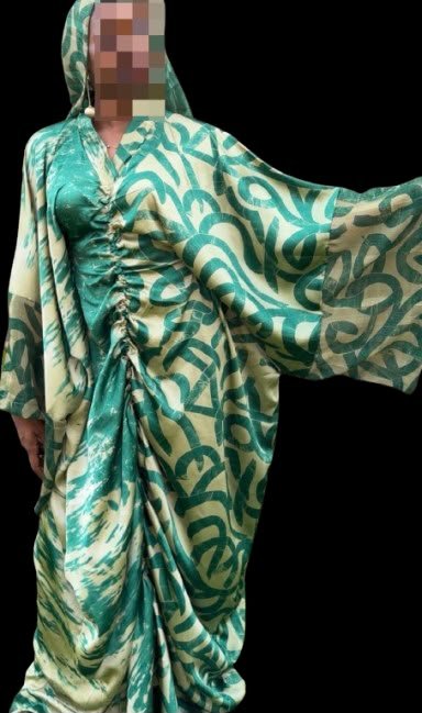 Robe froncée manches kimono – Vert émeraude
