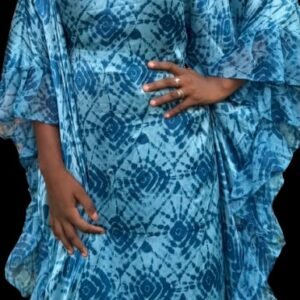 Robe kaftan à volants – Bleu azur