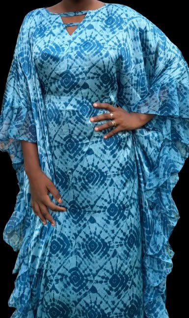 Robe kaftan à volants – Bleu azur